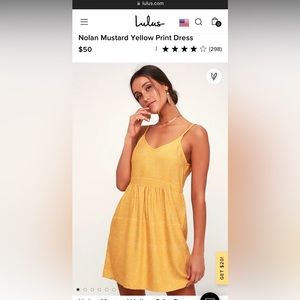 Nolan Mustard Yellow Print mini Dress, from lulus, size large